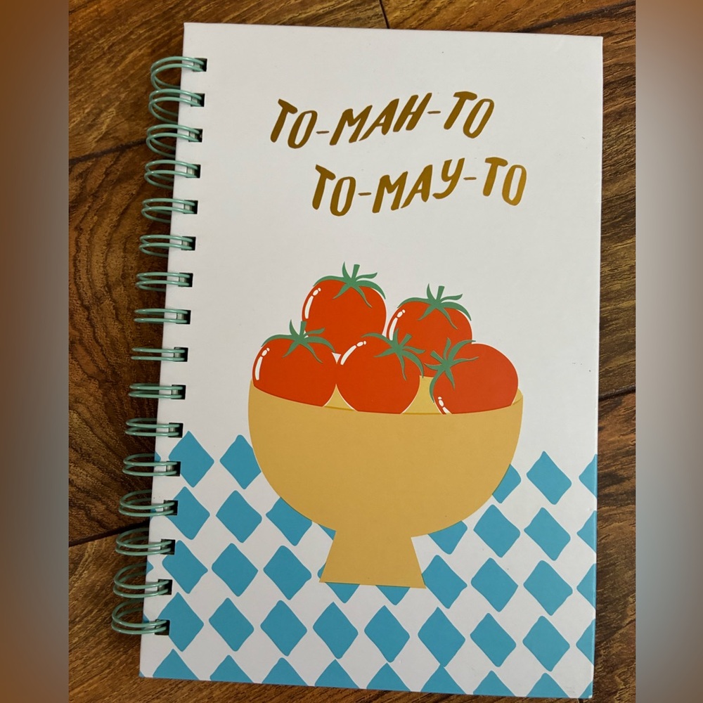 Set of 2...Tomato Spiral Notebook with Blue and Gold Design and Strawberries 🍓